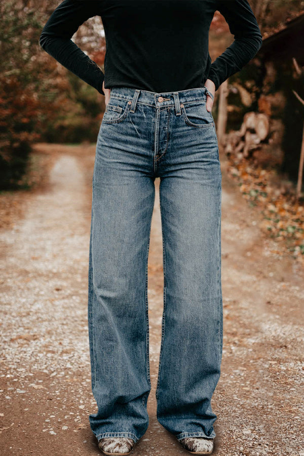 Women's jeans | Vintage Washed Wide Leg Jeans |website-cowgirlfinds